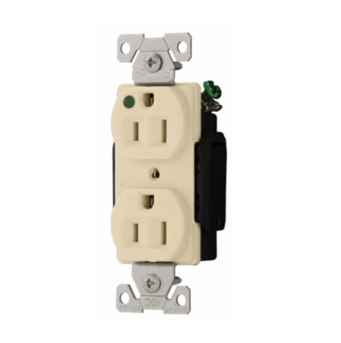 Eaton Wiring 15 Amp Duplex Receptacle, Hospital Grade, Ivory