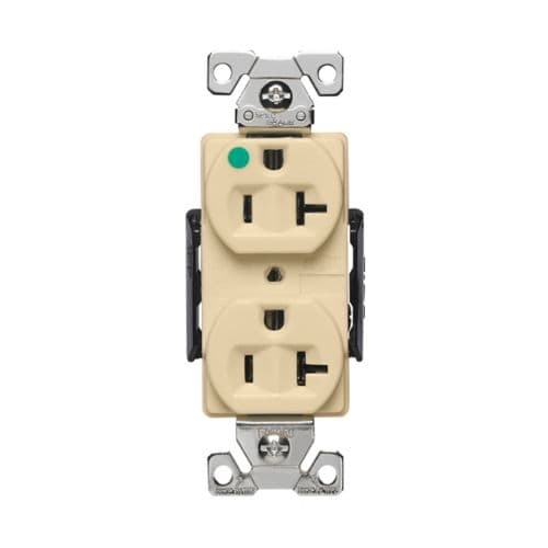 Eaton Wiring 20A Lighted, Modular Duplex Receptacle, HG, 2-Pole, 3-Wire, 125V, IVY