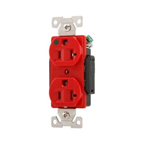 Eaton Wiring 20A Modular Duplex Receptacle, HG, 2-Pole, 3-Wire, 125V, Red