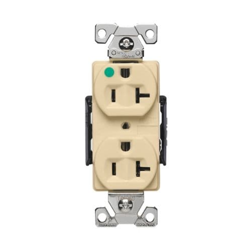 Eaton Wiring 20A Modular Duplex Receptacle, HG, 2-Pole, 3-Wire, 125V, Ivory