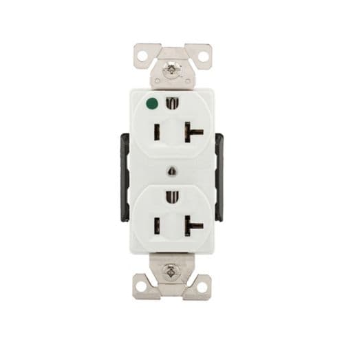 Eaton Wiring 20A Modular Duplex Receptacle, HG, 2-Pole, 3-Wire, 125V, White