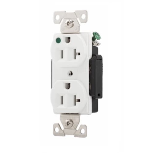 Eaton Wiring 20 Amp Duplex Receptacle, Hospital Grade, White