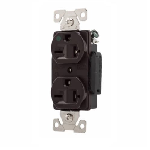 Eaton Wiring 20 Amp Duplex Receptacle, NEMA 6-20R, Hospital Grade, Brown