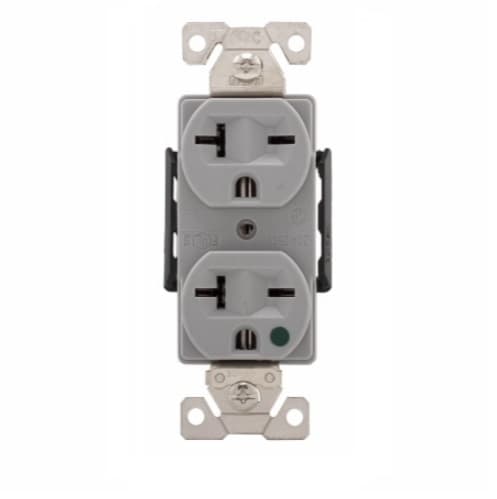 Eaton Wiring 20 Amp Duplex Receptacle, NEMA 6-20R, Hospital Grade, Gray