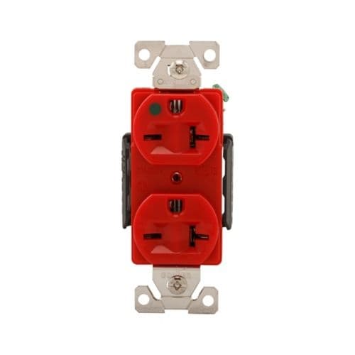 Eaton Wiring 20A Modular Duplex Receptacle, HG, 2-Pole, 3-Wire, 250V, Red