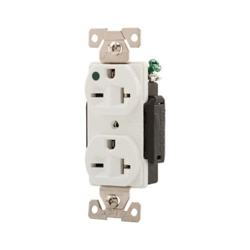 Eaton Wiring 20A Modular Duplex Receptacle, HG, 2-Pole, 3-Wire, 250V, White