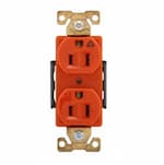 Eaton Wiring 15 Amp Duplex Receptacle, Isolated Ground, Orange