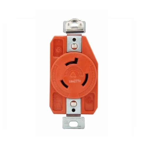 Eaton Wiring 20 Amp Single Locking Receptacle w/ Isolated Ground, 2-Pole, 3-Wire, 277V, Orange