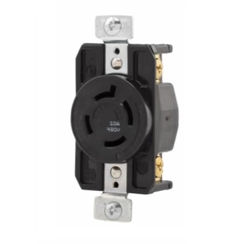 Eaton Wiring 20 Amp Locking Receptacle, NEMA L16-20, Industrial, Black