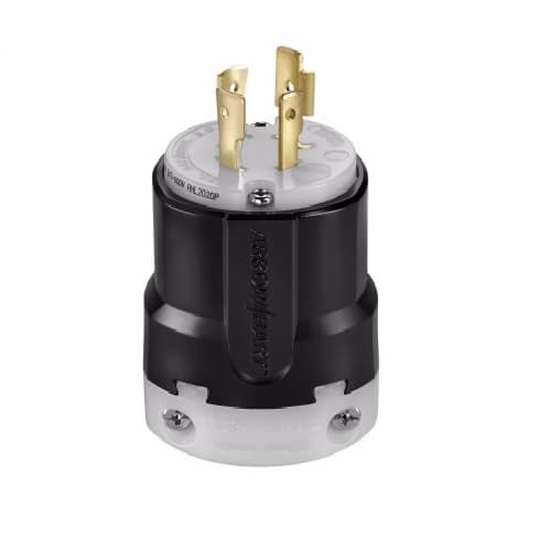 Eaton Wiring 20 Amp Locking Plug, NEMA L20-20, 347/600V, Black/White