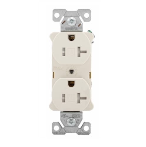 Eaton Wiring 20 Amp Duplex Receptacle /w Terminal Guards, Tamper Resistant, Light Almond