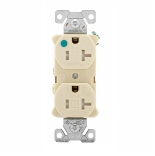 Eaton Wiring 20 Amp Duplex Receptacle, Tamper Resistant, Hospital Grade, Light Almond