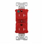 Eaton Wiring 20 Amp Duplex Receptacle, Tamper Resistant, Hospital Grade, Red