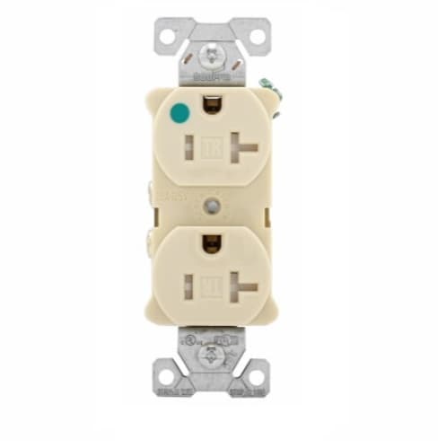 Eaton Wiring 20 Amp Duplex Receptacle, Tamper Resistant, Hospital Grade, Ivory