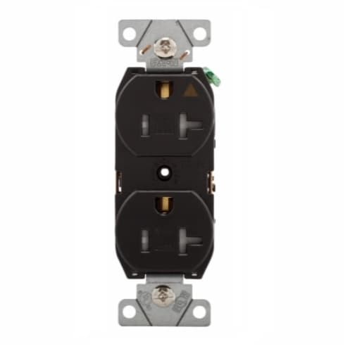 Eaton Wiring 20 Amp Duplex Receptacle w/Terminal Guards, Tamper Resistant, Black