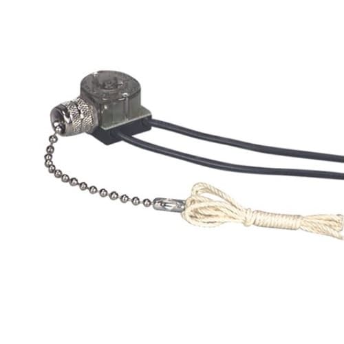 Eaton Wiring 6 Amp Pull Chain Canopy Switch, Single-Pole, 18 AWG, 125V-250V, Nickel