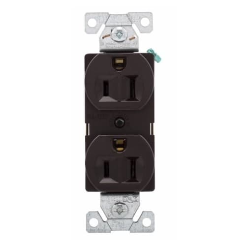 Eaton Wiring 15 Amp Duplex Receptacle, 2-Pole, 3-Wire, 14-10 AWG, 5-15R, 125V, BRN