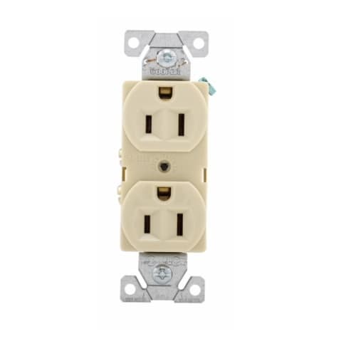 Eaton Wiring 15 Amp Duplex Receptacle, Auto-Grounded, Commercial, Ivory