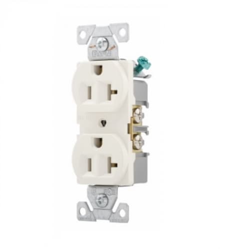 Eaton Wiring 20 Amp Duplex Receptacle , Auto-Grounded, Commercial, Light Almond