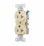 Eaton Wiring 20 Amp Duplex Receptacle , Auto-Grounded, Commercial, Ivory