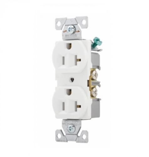 Eaton Wiring 20 Amp Duplex Receptacle , Auto-Grounded, Commercial, White