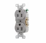 Eaton Wiring 15 Amp Duplex Receptacle, PVC, Commercial, Gray