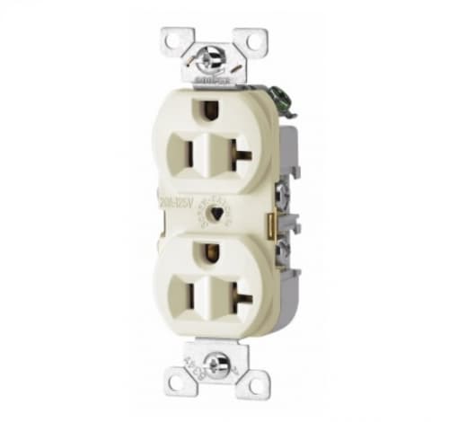 Eaton Wiring 20 Amp Duplex Receptacle, PVC, Commercial, Almond