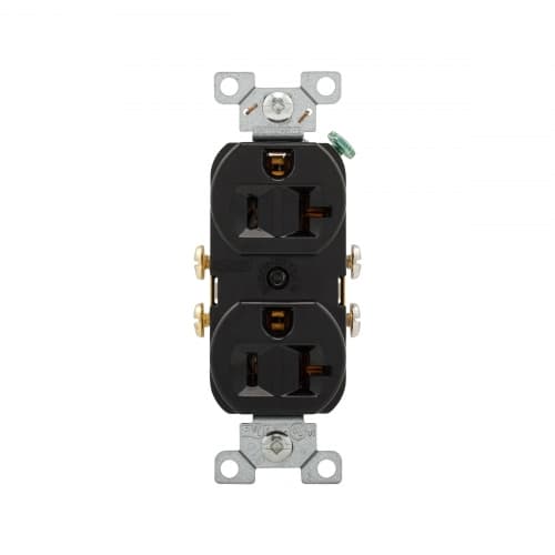 Eaton Wiring 20A Duplex Receptacle w/o Mounting Screws, Ears & Bosses, 125V, Black