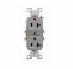 Eaton Wiring 20 Amp Duplex Receptacle, PVC, Commercial, Gray
