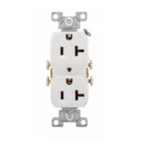 Eaton Wiring 20 Amp Duplex Receptacle, PVC, Commercial, White