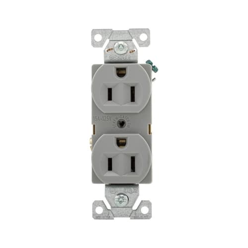 Eaton Wiring 15A Heavy-Duty EZ Link Duplex Receptacle, 125V, Gray