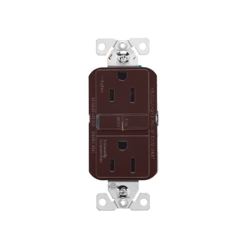 Eaton Wiring 15A Slim GFCI Receptacle Outlet, #14-10 AWG, 125V, Brown