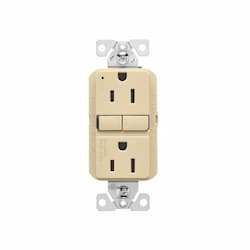 Eaton Wiring 15A Slim GFCI Receptacle Outlet, #14-10 AWG, 125V, Ivory