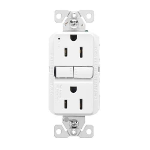 Eaton Wiring 15A Slim GFCI Receptacle Outlet, Retail Box, #14-10 AWG, 125V, White