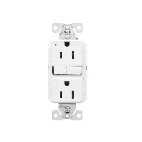 Eaton Wiring 15A Slim GFCI Receptacle Outlet w/ Wallplate, #14-10 AWG, 125V, White