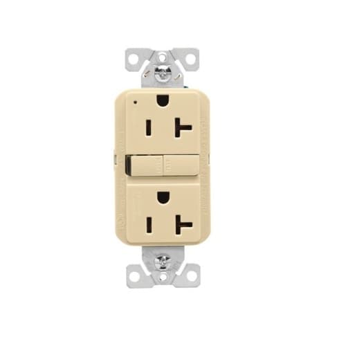 Eaton Wiring 20A Slim GFCI Receptacle Outlet, #14-10 AWG, 125V, Ivory