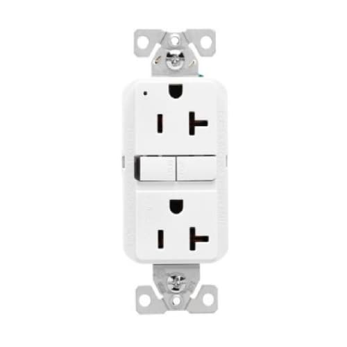 Eaton Wiring 20A Slim GFCI Receptacle Outlet, Retail Box, #14-10 AWG, 125V, White