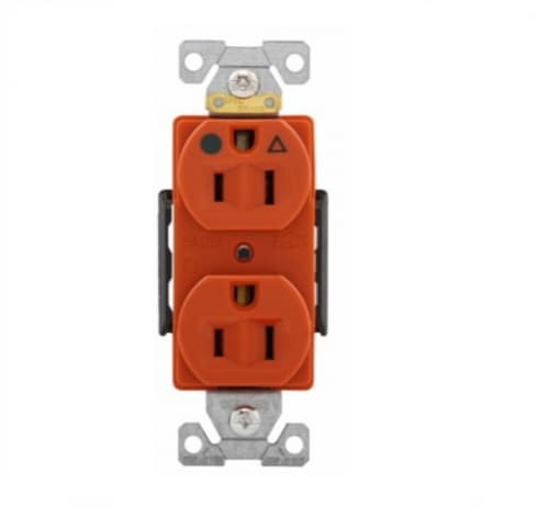 Eaton Wiring 15 Amp Duplex Receptacle, Standard Size, Isolated Ground, Orange