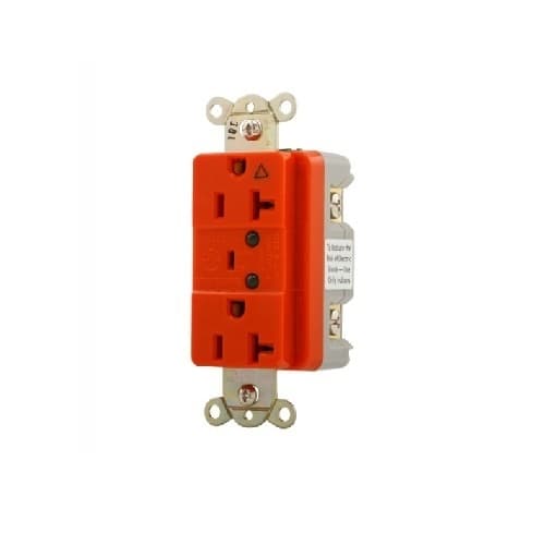 Eaton Wiring 20 Amp Duplex Receptacle w/LED Indicators & Switched Alarm, Hospital Grade, Orange
