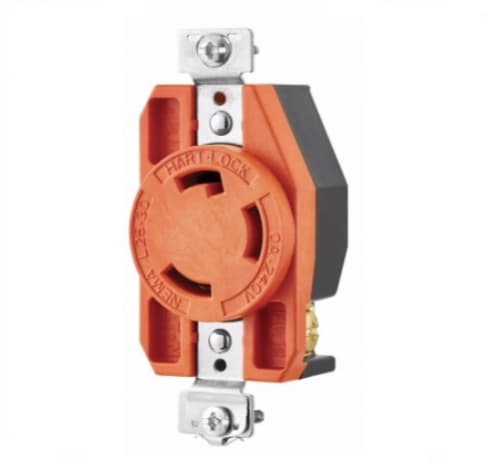 Eaton Wiring 30 Amp Locking Receptacle, NEMA 25-30, Isolated Ground, 240V, Orange