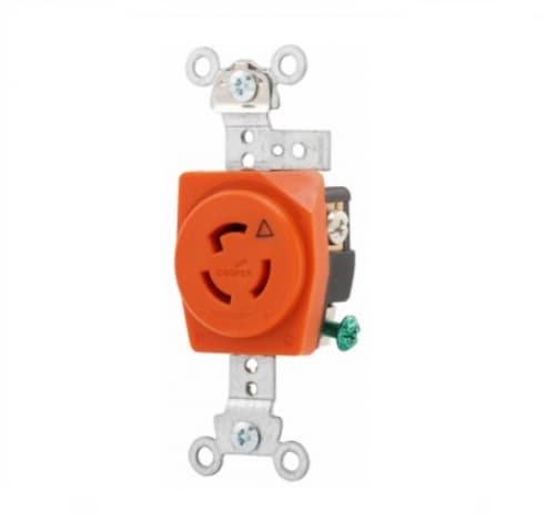 Eaton Wiring 15 Amp Single Receptacle, Locking, Isolated Ground, 125V, Orange