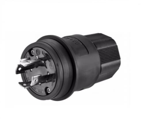 Eaton Wiring  20 Amp Locking Plug, Watertight, NEMA L18-20, 120/208V, Black
