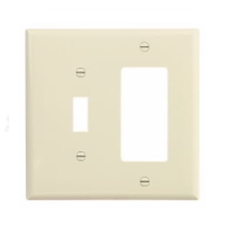 Eaton Wiring 2-Gang Combination Wall Plate, Toggle & Decora, Mid-Size, Almond