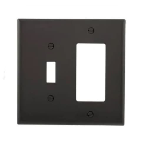 Eaton Wiring 2-Gang Combination Wall Plate, Toggle & Decora, Mid-Size, Black