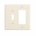 Eaton Wiring 2-Gang Combination Wall Plate, Toggle & Decora, Mid-Size, Light Almond