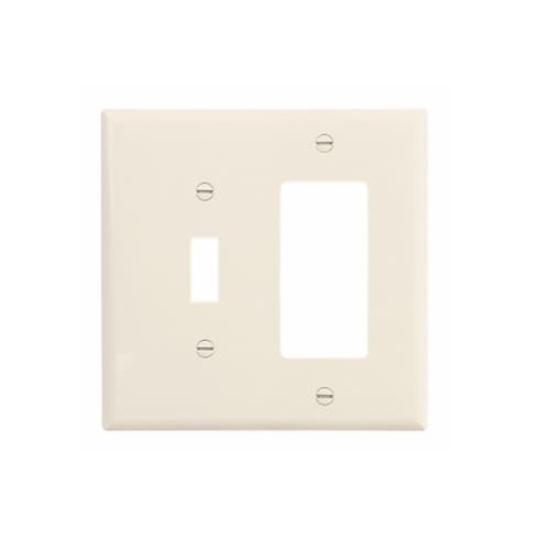 Eaton Wiring 2-Gang Toggle & Decorator Wall Plate, Mid-Size, Polycarbonate, Almond