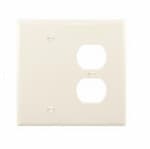 Eaton Wiring 2-Gang Combination Wall Plate, Duplex & Blank, Mid-Size, Light Almond