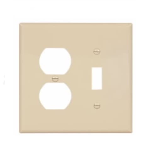 Eaton Wiring 2-Gang Combination Wall Plate, Toggle & Duplex, Mid-Size, Ivory