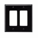 Eaton Wiring 2-Gang Decora Wall Plate, Mid-Size, Polycarbonate, Black