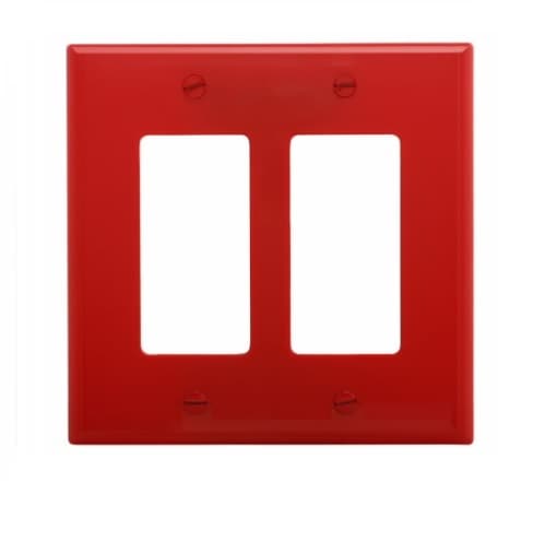 Eaton Wiring 2-Gang Decora Wall Plate, Mid-Size, Polycarbonate, Red